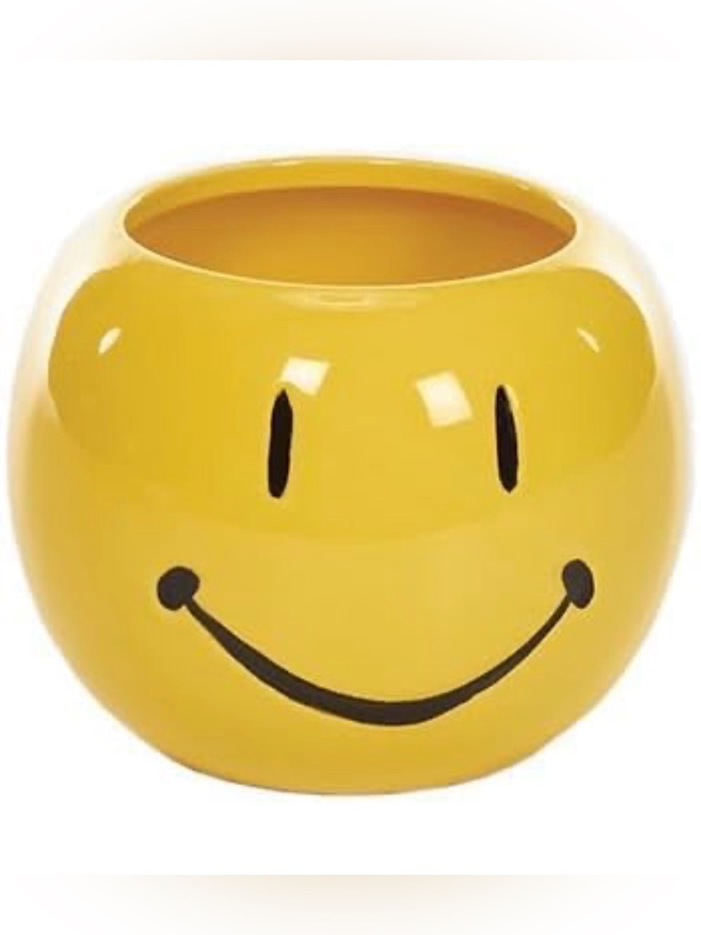 Yellow Smiley Face Ceramic Planter Vase